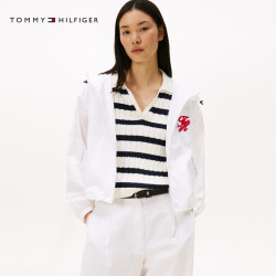 TOMMY HILFIGER Tommy女装户外潮流休闲通勤运动风花体刺绣亚洲版连帽夹克外套