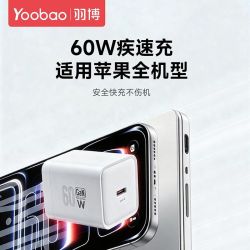 羽博 氮化镓60W快充AVS 动态协议充电器适配苹果18Pro/平板/笔记本