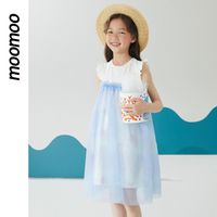 百亿补贴：莫莫 童装女童无袖拼接连衣裙夏季新款可爱文艺女孩公主裙甜美潮