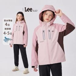 Lee 4级防水软壳户外露营春秋儿童登山服男童连帽外套女童中大童宽松