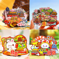 中国原创旅游冰箱贴首都城市纪念品国潮木质磁力铁冰箱贴