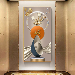 升级款-玄关装饰画晶瓷镶钻简约走廊过道挂画竖版立体晶瓷挂画