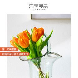 Create For Life .6头扎束郁金香仿真花假花摆设/夕阳红/肉粉