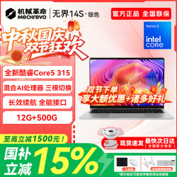 机械革命 无界14S 笔记本电脑（酷睿 Core5 315、12GB、500GB）