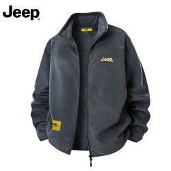 Jeep 摇粒绒外套 男士立领加绒开衫夹克