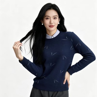 阿仕顿 女子假两件长袖针织衫