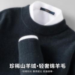 罗蒙 羊绒衫男保暖半高领毛衣男秋冬款保暖羊毛衫男士羊绒衫
