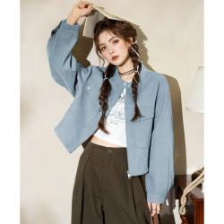 Et Boite 短款外套女2026秋季新款高级感小个子圆领夹克开衫外套