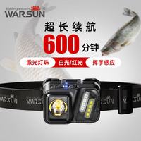 露营野餐：WARSUN W08 头戴式工作灯 黑色 1000流明