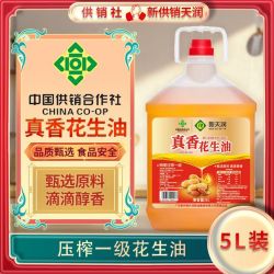 新天润 正宗花生油食用油浓香压榨一级花生油5L桶装家用大桶花生油
