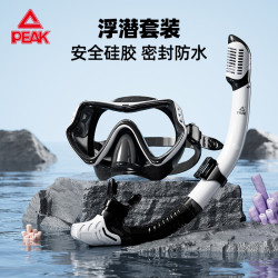 匹克 浮潜面罩专业潜水泳镜全干式呼吸管装备成人游泳训练潜水黑白