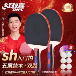 红双喜 乒乓球拍SH直拍对拍07训练娱乐两拍套装