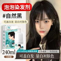润丝丹 泡泡染发剂植物潮色染发纯黑遮盖白发泡沫染发膏男女通用 自然黑240ml(可盖盖白)