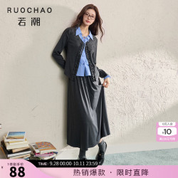 三彩 大码女装2026冬季新款垂感A字半身裙长裙遮肉伞裙微胖MM 矿石灰 M 160/72B