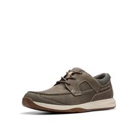 Clarks 男士 Sailview系带休闲帆船鞋 舒适耐用防滑鞋底 Taupe Nubuck 42.5 (9.5 US)
