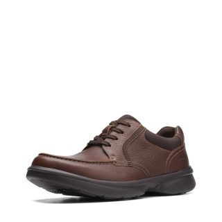Clarks 男士真皮牛津鞋 休闲系带软头 EVA舒适底 棕褐色 滚磨 9.5