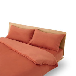 無印良品 MUJI 暖柔微纤维床笠款四件套 暗橙色 200*230cm