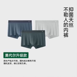 松山棉店 莫代尔男士内裤 灰蓝+绿色+灰粉 185/2XL 平角裤