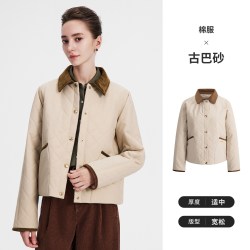 navigare 小帆船2026秋冬季新款复古女士宽松短款宽松棉服外套上衣