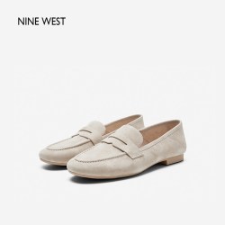 玖熙 明星同款Nine West/玖熙乐福鞋女通勤单鞋一脚蹬真皮软底豆豆鞋