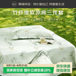 源生活天然竹纤维软凉席 双人冰丝席三件套 240*250cm 远山竹影绿