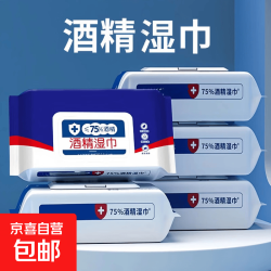 酒精湿巾 一次性消毒大号便携式家用办公室杀菌湿巾 酒精湿巾50抽 