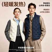 INSELLE 羊绒桑蚕丝 防风保暖 高级黑 XL 男士马甲