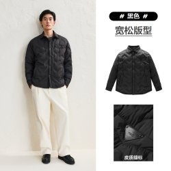 太平鸟 男装 轻薄羽绒服男冬季衬衫式压胶保暖防寒外套