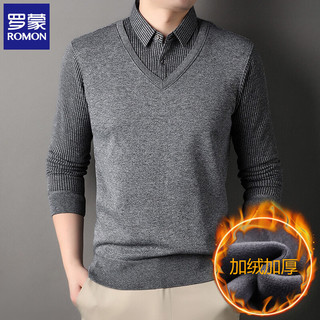 罗蒙 9010 加绒保暖 深灰色 3XL 男士针织衫