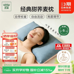 然牌 荞麦枕头 100%全荞麦壳枕头颈椎枕纯棉枕套 蓝粉单只装35x55cm