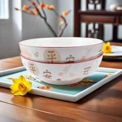 平安喜乐 9英寸汤碗家用陶瓷餐具 釉下彩吃饭大碗