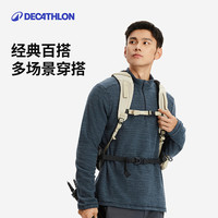 户外徒步：迪卡侬 男式山地徒步摇粒绒保暖夹克 QUECHUA 深藏青色 4100966 XL 黑色 L