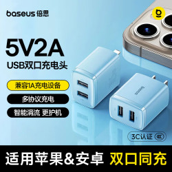 倍思 多口快充 充电器  双USB-A口 蓝色 单头