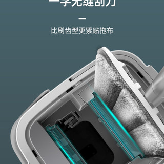 柏尼森 免手洗平板拖把 蓝色桶+拖把+6布 拖把套装