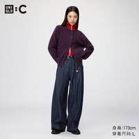 优衣库 488450 宽松水洗弯刀牛仔裤 藏青色 XS