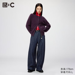 优衣库 488450 宽松水洗弯刀牛仔裤 藏青色 XS