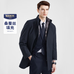 杉杉 冬季格纹风衣外套夹棉加厚保暖棉服商务夹克男