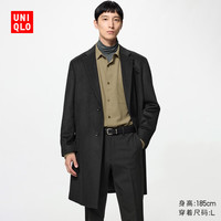 优衣库 羊毛羊绒混纺长大衣男装女装外套491375 478285 491375/09黑色 M
