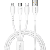 品胜 三合一数据线 100W快充 Type-C/Lightning/USB-C 车载充电线