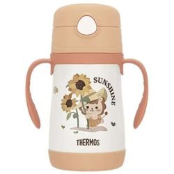 THERMOS 膳魔师 儿童不锈钢双耳把手吸管保温杯 TCKC 向日葵 316ml（两套吸管）