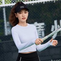 沸可 春夏新款运动上衣女修身长袖T恤网球训练服短款健身打底
