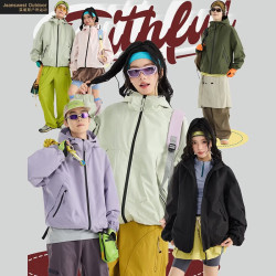 JEANSWEST OUTDOOR 户外冲锋衣男女同款2026秋季情侣宽松百搭登山服外套 黑色 单件  S