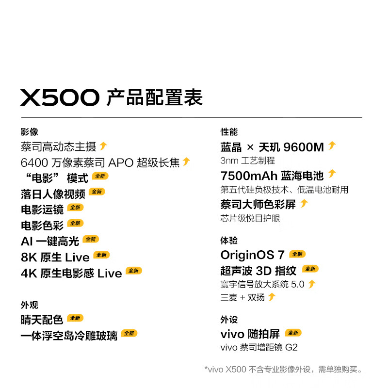vivo X500 蔡司APO超级长焦 大地回声 16GB+512GB 5G手机