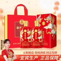 五粮液 富贵吉祥精致 52度浓香型白酒 500ml*2瓶 礼盒装