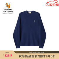 William fox&sons 威廉福克斯男装老钱风圆领复古英伦宽松坑条肌理感通勤针织衫男潮