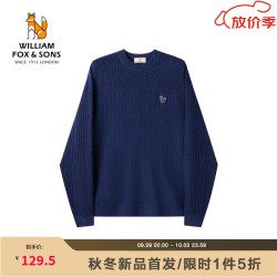 William fox&sons 威廉福克斯男装老钱风圆领复古英伦宽松坑条肌理感通勤针织衫男潮