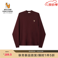 William fox&sons 威廉福克斯男装100%绵羊毛小狐狸刺绣中领通勤保暖针织套头羊毛衫