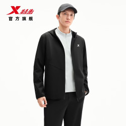 特步 防泼水上衣秋冬男夹克外套训练服户外骑行服双层风衣运动服