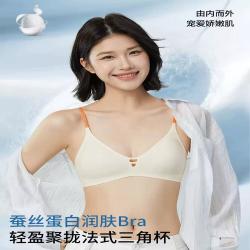 猫人 法式三角杯内衣 女 聚拢不空杯 无痕凉感 美背 嫩粉色+嫩粉色  S