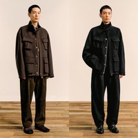 速写 男装秋冬新款休闲毛呢外套宽松时尚工装夹克短款上衣复古潮流